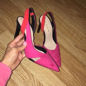 Zara microsuede heels like new